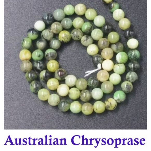 Australian Chrysoprase Beads Dark - Picture 1 of 2
